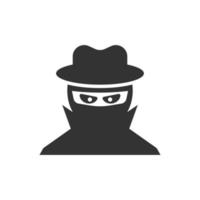 Fraud hacker icon in flat style. Spy vector illustration on isolated background. Cyber defend business concept.