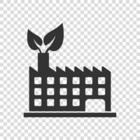 icono de ecología de fábrica en estilo plano. Ilustración de vector de planta ecológica sobre fondo blanco aislado. concepto de negocio de la industria de la naturaleza.