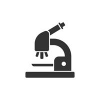 icono de microscopio en estilo plano. Ilustración de vector de lupa de laboratorio sobre fondo aislado. concepto de negocio de signo de instrumento de biología.