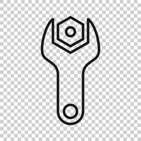 Wrench icon in flat style. Spanner key vector illustration on white isolated background. Repair equipment business concept.