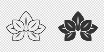 icono de hoja en estilo plano. ilustración de vector de planta sobre fondo blanco aislado. concepto de negocio de signo de flor.