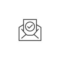 Envelope with confirmed document icon in flat style. Verify vector illustration on white isolated background. Receive business concept.