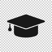 Graduation hat icon in flat style. Student cap vector illustration on white isolated background. University business concept.