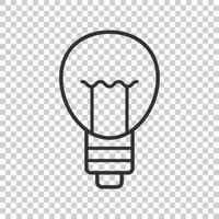 icono de bombilla en estilo plano. Ilustración de vector de bombilla sobre fondo blanco aislado. concepto de negocio de signo de lámpara de energía.