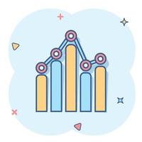 icono de gráfico de negocio de dibujos animados de vector en estilo cómico. pictograma de ilustración de signo de gráfico. concepto de efecto de salpicadura de negocio de diagrama.