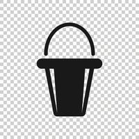 Bucket icon in flat style. Garbage pot vector illustration on white isolated background. Pail business concept.