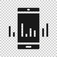 Phone diagram icon in flat style. Smartphone growth statistic vector illustration on white isolated background. Gadget analytics business concept.