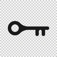 Key icon in flat style. Password vector illustration on white isolated background. Access business concept.