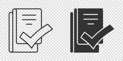 Document checklist icon in flat style. Report vector illustration on white isolated background. Paper sheet business concept.