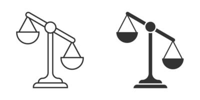 Scales icon in flat style. Libra vector illustration on isolated background. Mass comparison sign business concept.