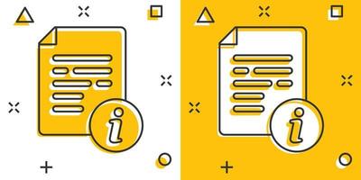 icono de documento de instrucciones en estilo cómico. ilustración de vector de dibujos animados manual sobre fondo aislado. concepto de negocio de signo de efecto de salpicadura de hoja de papel.