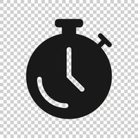 Clock icon in flat style. Watch vector illustration on white isolated background. Timer business concept.