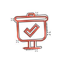 Checklist vector icon in comic style. Survey cartoon vector illustration in flat design on isolated background. Simple splash effect business concept pictogram.