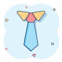 Vector cartoon tie icon in comic style. Necktie sign illustration pictogram. Tie business splash effect concept.