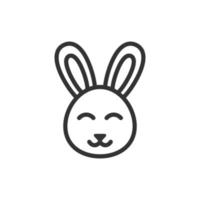 Rabbit icon in flat style. Bunny vector illustration on white isolated background. Happy easter business concept.