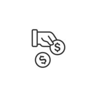 Remuneration icon in flat style. Money in hand vector illustration on white isolated background. Coin payroll business concept.