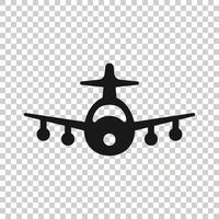 Plane icon in flat style. Airplane vector illustration on white isolated background. Flight airliner business concept.