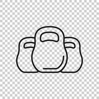 Kettlebell icon in flat style. Barbell sport equipment vector illustration on white isolated background. Dumbbell business concept.