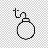 Bomb icon in flat style. Dynamite vector illustration on white isolated background. C4 tnt business concept.