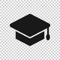 Graduation hat icon in flat style. Student cap vector illustration on white isolated background. University business concept.