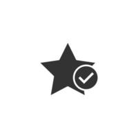 Check mark with star icon in flat style. Add to favorite vector illustration on white isolated background. Bookmark business concept.