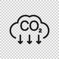 icono de co2 en estilo plano. ilustración vectorial de emisión sobre fondo blanco aislado. concepto de negocio de reducción de gas. vector