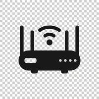 Wifi router icon in flat style. Broadband vector illustration on white isolated background. Internet connection business concept.