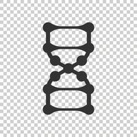 Dna molecule icon in flat style. Atom vector illustration on white isolated background. Molecular spiral sign business concept.