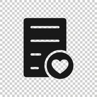 Wishlist icon in flat style. Like document vector illustration on white isolated background. Favorite list business concept.