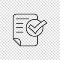 Document checklist icon in flat style. Report vector illustration on white isolated background. Paper sheet business concept.