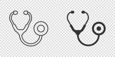 icono de estetoscopio en estilo plano. ilustración de vector de diagnóstico de corazón sobre fondo aislado. concepto de negocio de signo de medicina.