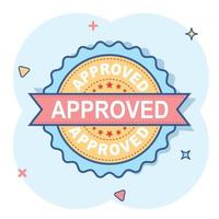 Approved seal stamp vector icon. Approve accepted badge flat vector illustration. Business concept pictogram on white background.