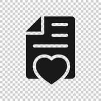 Wishlist icon in flat style. Like document vector illustration on white isolated background. Favorite list business concept.