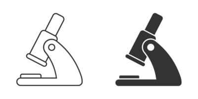 Microscope icon in flat style. Laboratory magnifier vector illustration on isolated background. Biology instrument sign business concept.