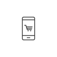 icono de compras en línea en estilo plano. ilustración de vector de tienda de smartphone sobre fondo blanco aislado. concepto de negocio de mercado.