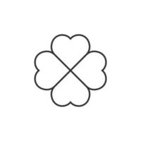Four leaf clover icon in flat style. St Patricks Day vector illustration on white isolated background. Flower shape business concept.