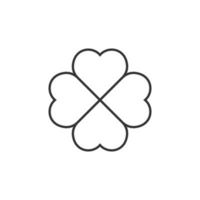 Four leaf clover icon in flat style. St Patricks Day vector illustration on white isolated background. Flower shape business concept.