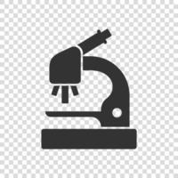 Microscope icon in flat style. Laboratory magnifier vector illustration on isolated background. Biology instrument sign business concept.