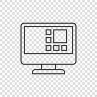 Personal computer in flat style. Desktop pc vector illustration on isolated background. Monitor display sign business concept.