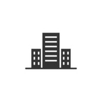 Building icon in flat style. Town skyscraper apartment vector illustration on white isolated background. City tower business concept.