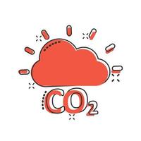 Co2 emission icon in comic style. Cloud disaster cartoon vector illustration on white isolated background. Environment splash effect sign business concept.