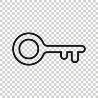 Key icon in flat style. Password vector illustration on white isolated background. Access business concept.