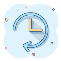 Vector cartoon clock timer icon in comic style. Watch sign illustration pictogram. Clock business splash effect concept.