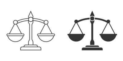 Scales icon in flat style. Libra vector illustration on isolated background. Mass comparison sign business concept.