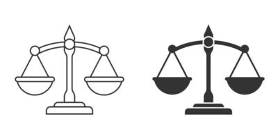 Scales icon in flat style. Libra vector illustration on isolated background. Mass comparison sign business concept.