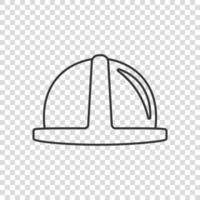 Construction helmet icon in flat style. Safety cap vector illustration on isolated background. Worker hat sign business concept.