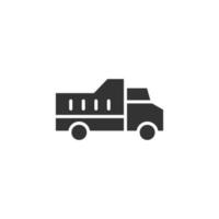 Delivery truck icon in flat style. Van vector illustration on white isolated background. Cargo car business concept.