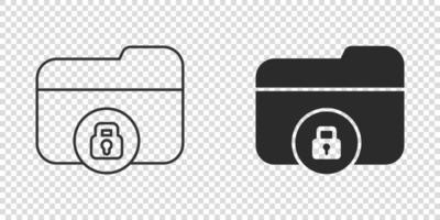 icono de permiso de carpeta de archivos en estilo plano. ilustración de vector de acceso a documentos sobre fondo aislado. concepto de negocio de signo de archivo secreto.