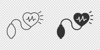 icono de presión arterial en estilo plano. Ilustración de vector de monitor de latido del corazón sobre fondo aislado. concepto de negocio de signo de diagnóstico de pulso.