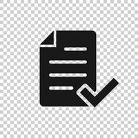 Approved document icon in flat style. Authorize vector illustration on white isolated background. Agreement check mark business concept.